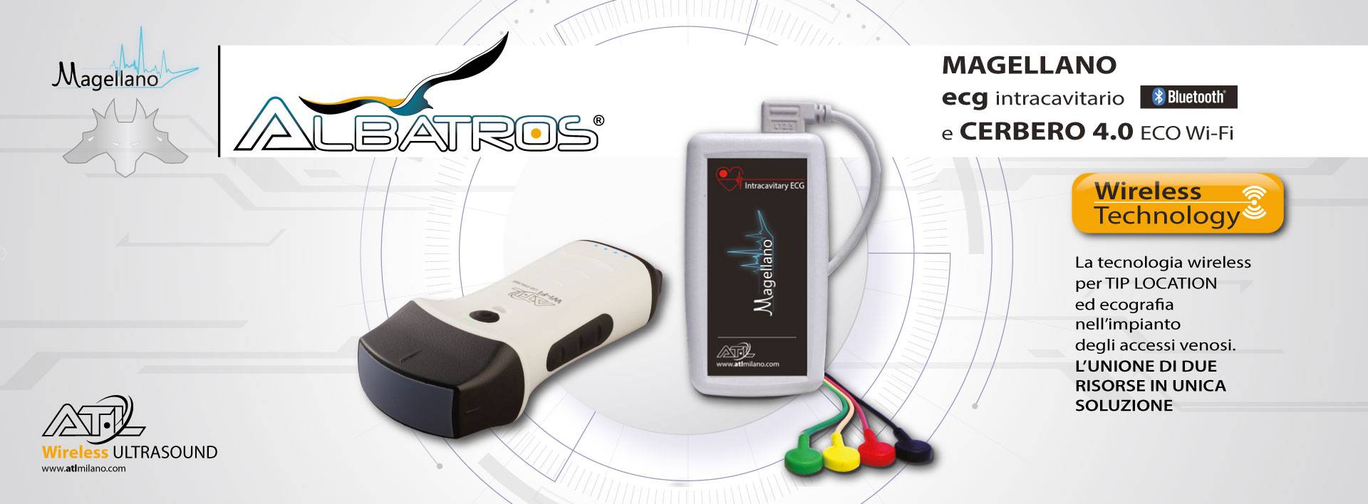 Albatros Tip Location- Magellano ecg intracavitario endocavitario e cerbero 4.0 ecografi portatili wireless